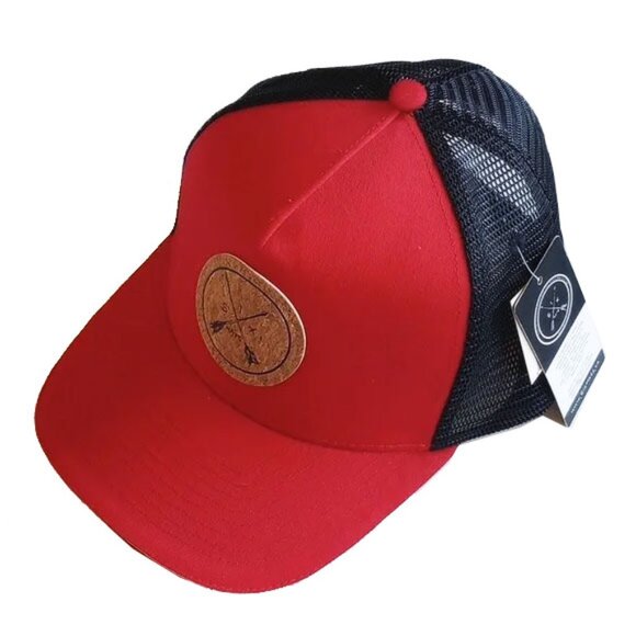 NWT Six Hats Red Black Mesh Arrow Baseball Cap Snapback Adjustable - Picture 1 of 9